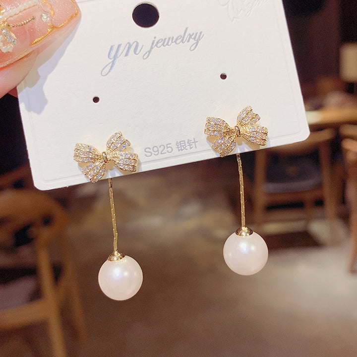 925 Silver Pin Earrings Classic Long Geometric Tassel