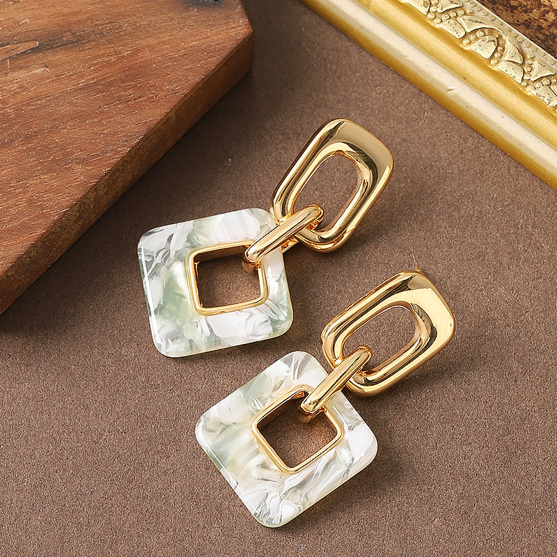 Dignified Hollow Geometric Square Earrings