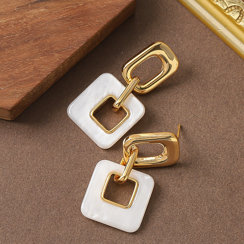 Dignified Hollow Geometric Square Earrings
