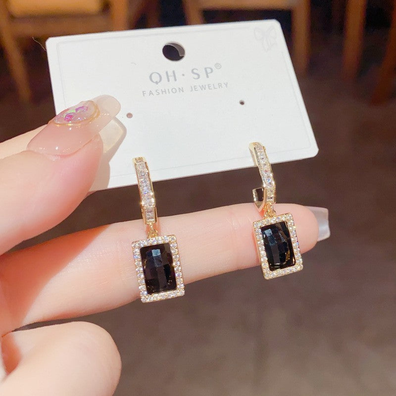 925 Silver Pin Earrings Classic Long Geometric Tassel