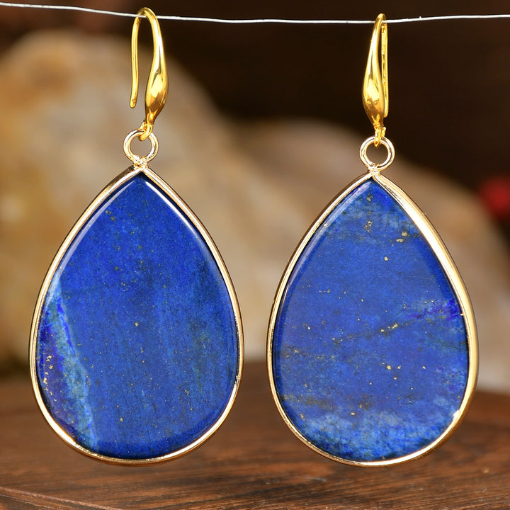 Women's High Profile Retro Water Drop Natural Stone Pendant Earrings