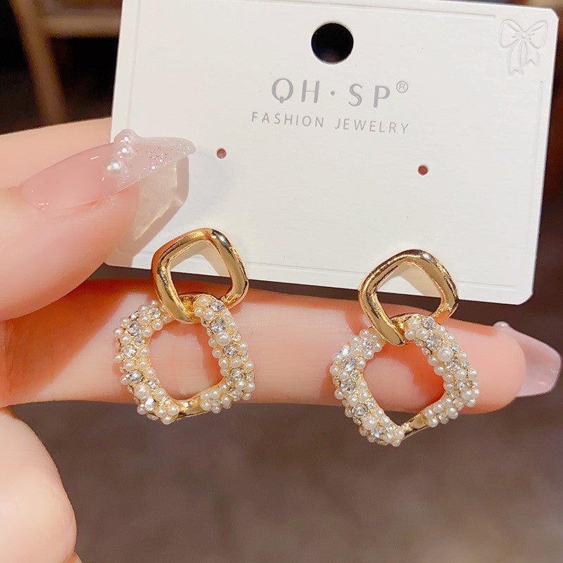 925 Silver Pin Earrings Classic Long Geometric Tassel