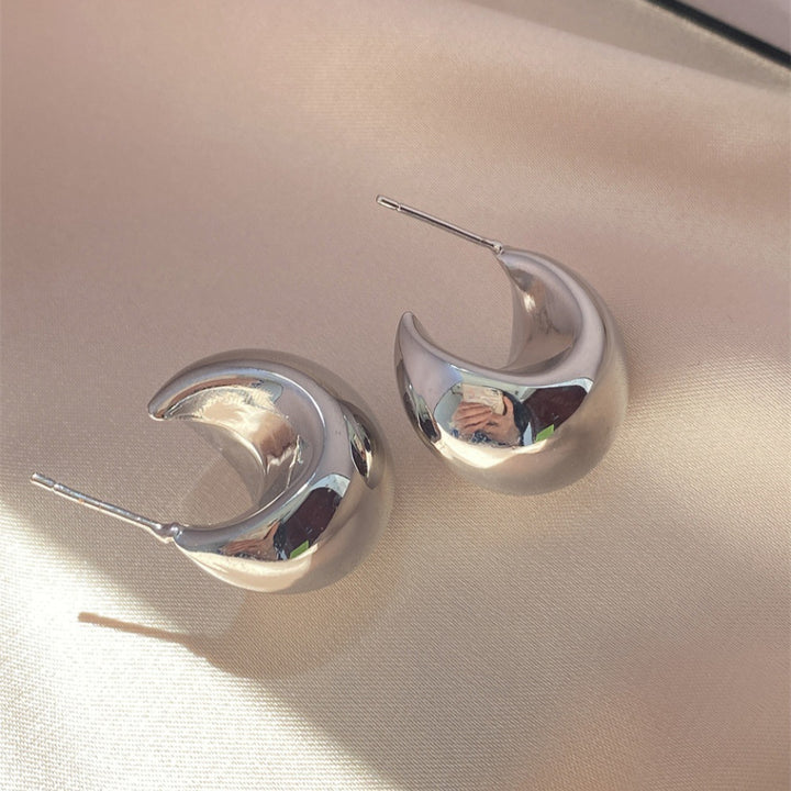 Women's Irregular Retro Inlaid Zirconium Thick C- Shaped Earrings