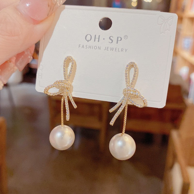 925 Silver Pin Earrings Classic Long Geometric Tassel