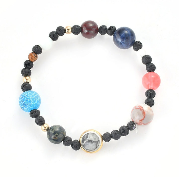 The solar system eight planets beaded bracelets Amazon explosion volcanic stone ornaments stars natural stone bracelets