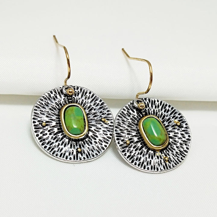 Retro Creative Turquoise Color Separation Earrings