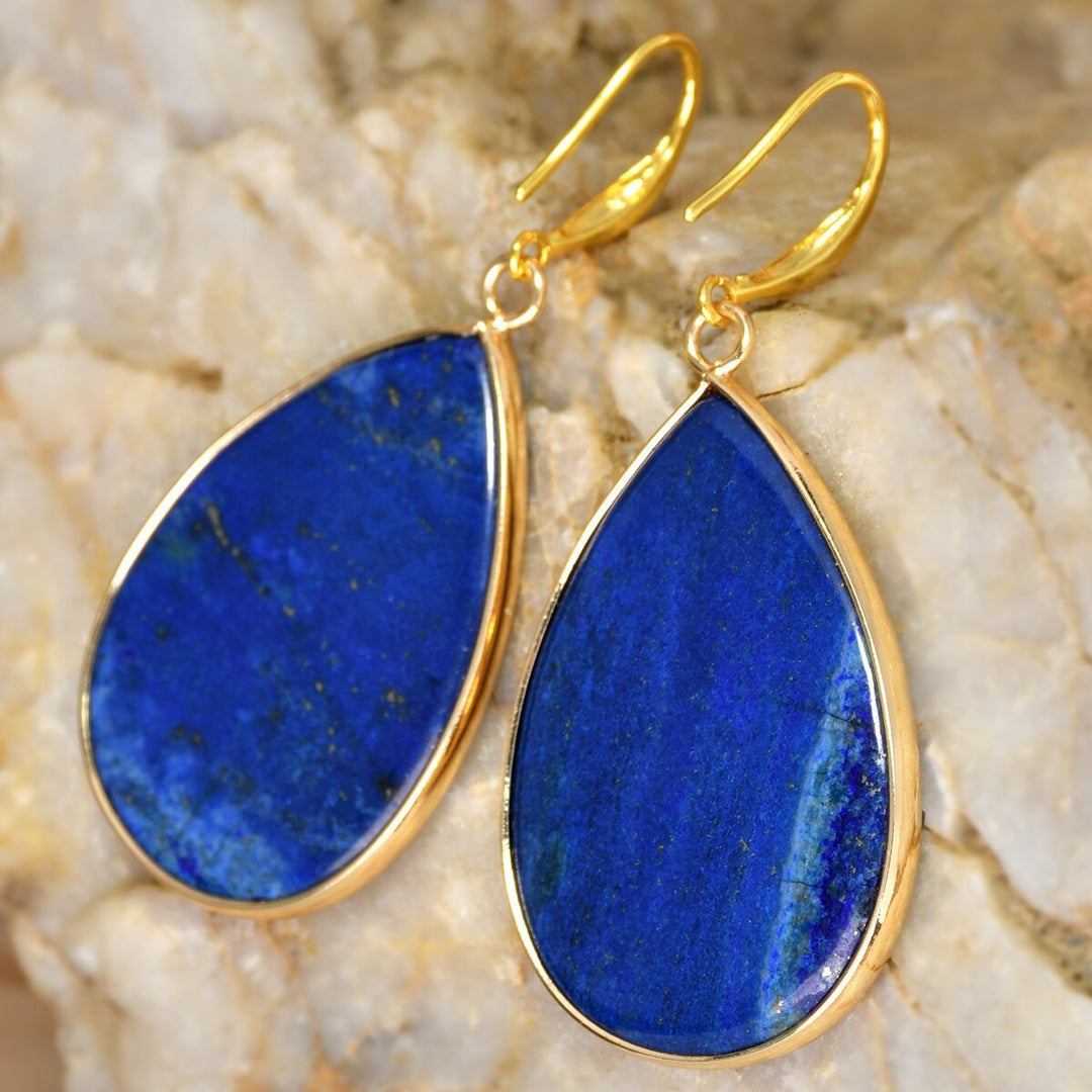 Women's High Profile Retro Water Drop Natural Stone Pendant Earrings