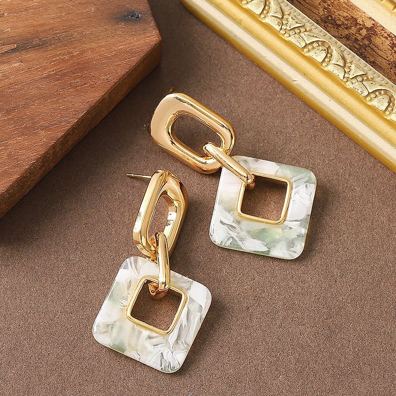 Dignified Hollow Geometric Square Earrings