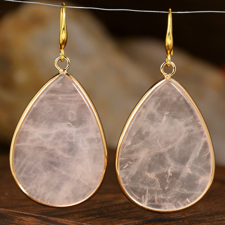 Women's High Profile Retro Water Drop Natural Stone Pendant Earrings