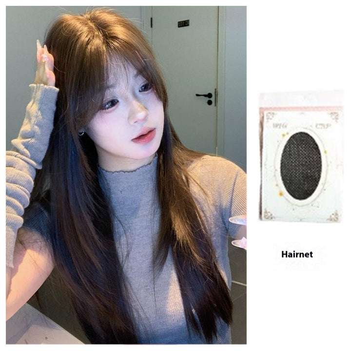 Wig Women's Layered Long Straight Hair Full-head Wig