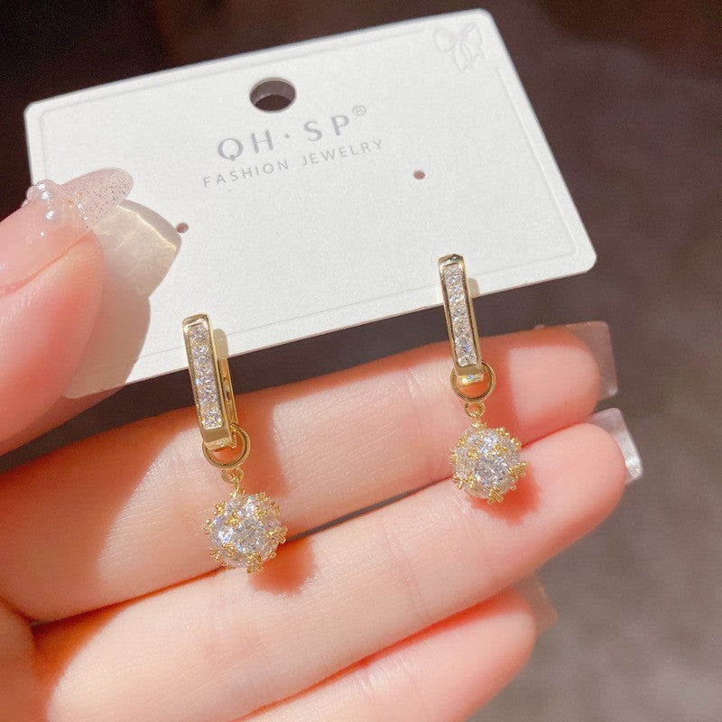 925 Silver Pin Earrings Classic Long Geometric Tassel