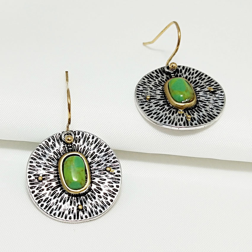 Retro Creative Turquoise Color Separation Earrings