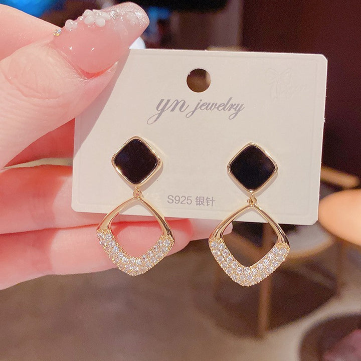925 Silver Pin Earrings Classic Long Geometric Tassel