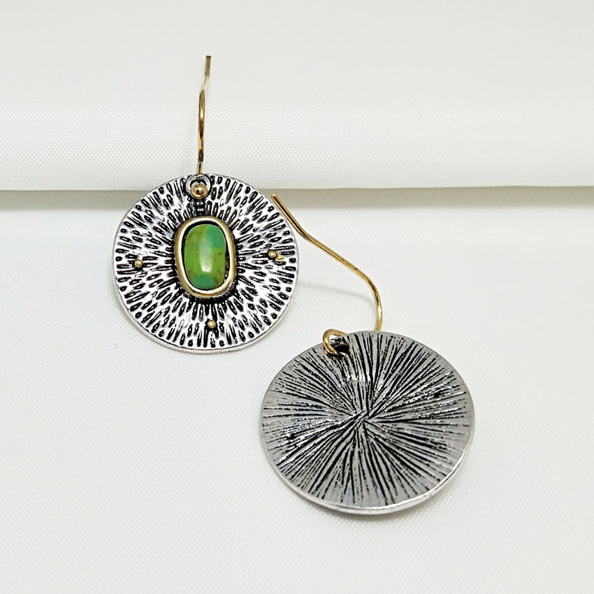 Retro Creative Turquoise Color Separation Earrings