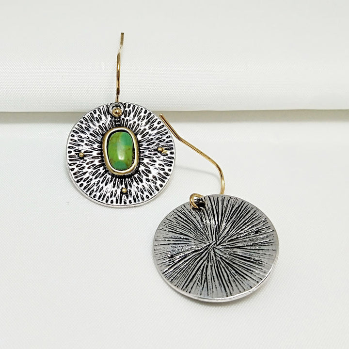 Retro Creative Turquoise Color Separation Earrings