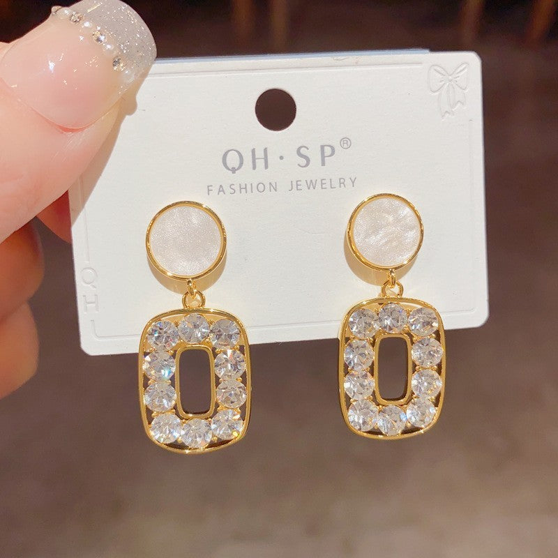 925 Silver Pin Earrings Classic Long Geometric Tassel
